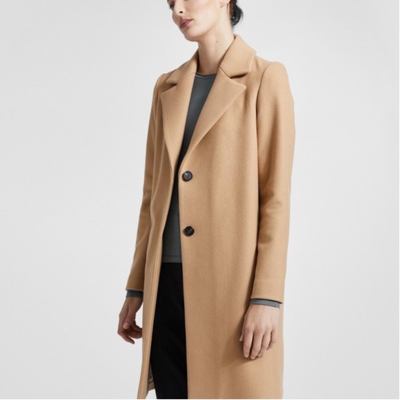 Theory Stretch Melton Long Clairene Coat (Large) - Picture 1 of 8